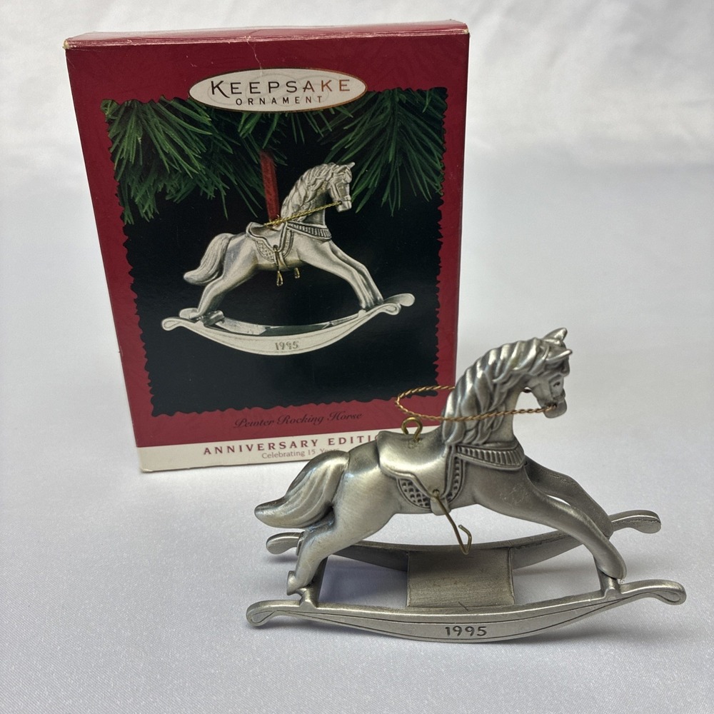 Hallmark Keepsake Pewter Rocking Horse 1995 Anniversary Ornament QX6167